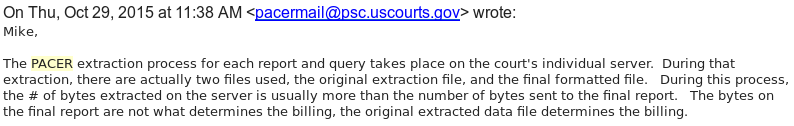 Email from PACER stating there are two files generated or something.