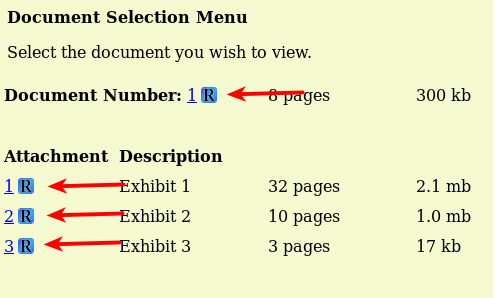 Attachment page for Stormy Daniels case showing link to RECAP